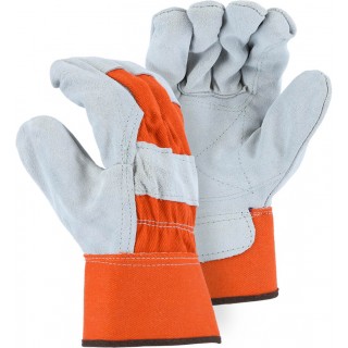 2501CDP Majestic® Glove Split Cowhide Leather Palm Glove with Internal Double Palm and Orange Canvas Back